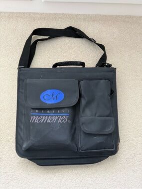 Creative Memories Black Messenger Bag with Blue Logo
